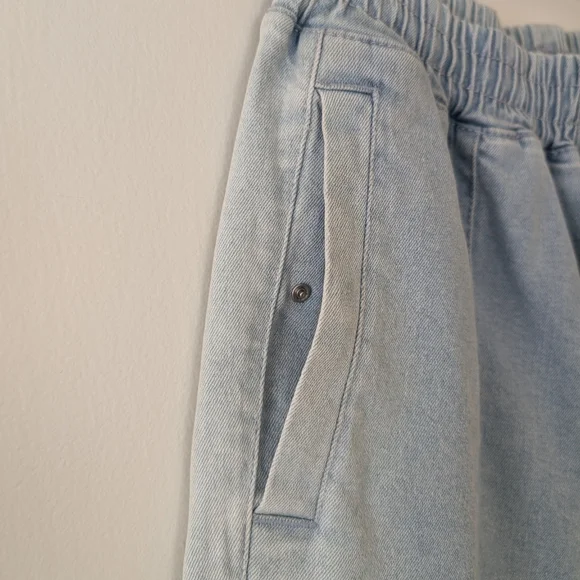 Adidas Always Original Denim Track Pants Jeans Wide Leg Light Blue Wash Small - Picture 13 of 17
